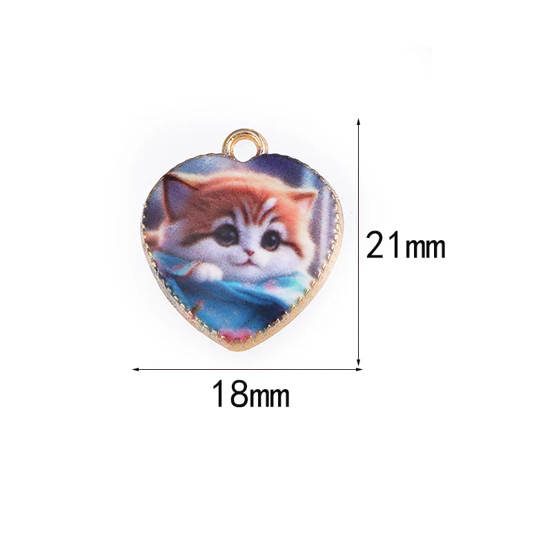 10Pcs Kawaii Katze Charms Emaille Legierung Liebe Herz Anhänger Für DIY Schöne Ohrring Schlüsselbund Halskette Schmuck Machen Zubehör – Detail 1