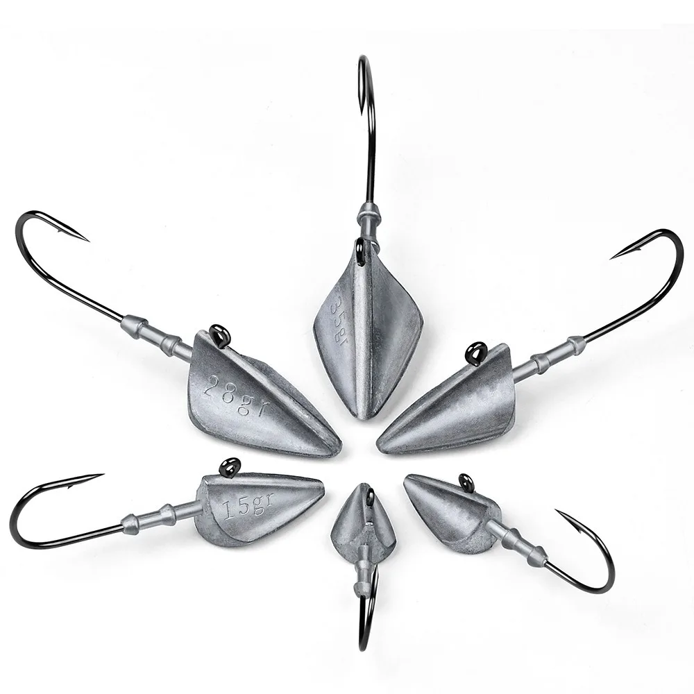 

5 шт., рыболовные крючки с треугольной головкой, 7 г, 10 г, 15 г, 21 г, 28 г, 35 г