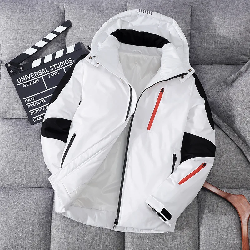 Winter Patchwork Puffer Jacket Men's Thicken Warm Down Jackets 2022 Outdoor Mens Windproof White Duck Down Parka Coat Outfits