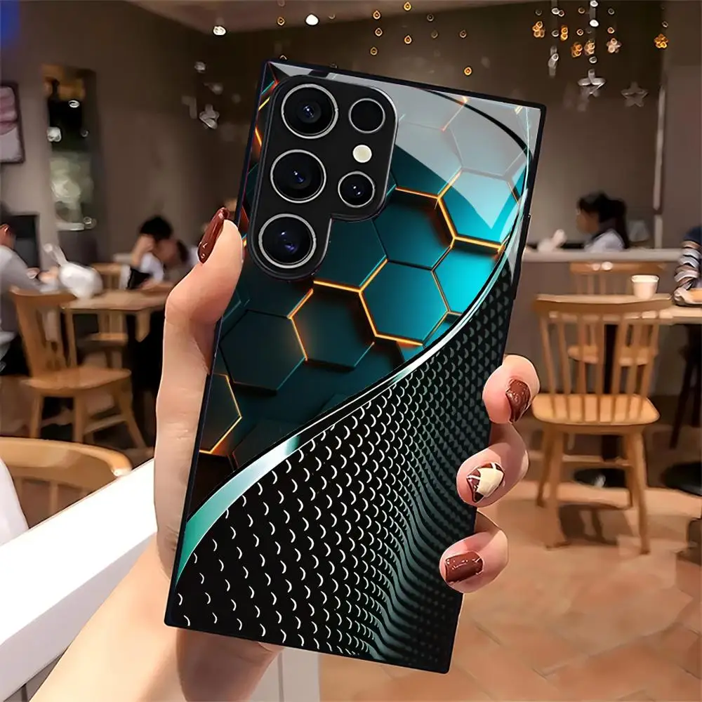 Honeycomb Wood Pattern Glass Phone Case Image 1