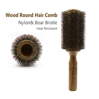 Professional 65mm Wood Round Hairbrush Roll Hairdresser Combs Boar Bristle Curly Hair Brush Straightening Brush For Hairdresser 1