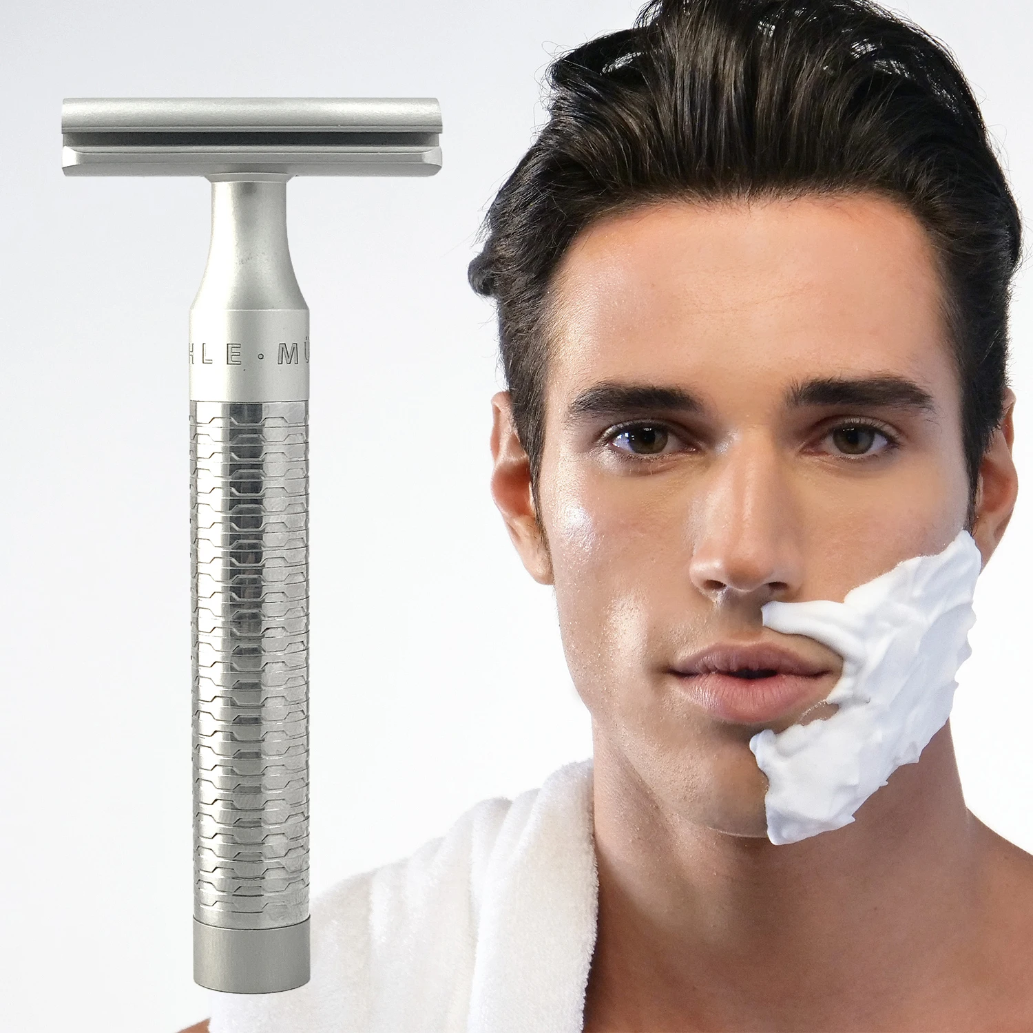 German model R94 Double Edge Safety Razor, a men's shaver made by CNC - processed stainless steel 6