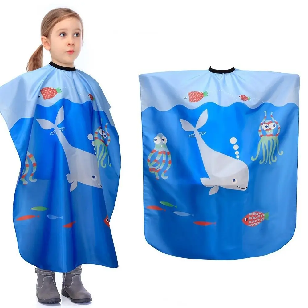 Marine Animal Kids Cartoon Haircut Cape Professional Cute Children Hairdresser Cape Haircutting Soft Waterproof Cutting Gown