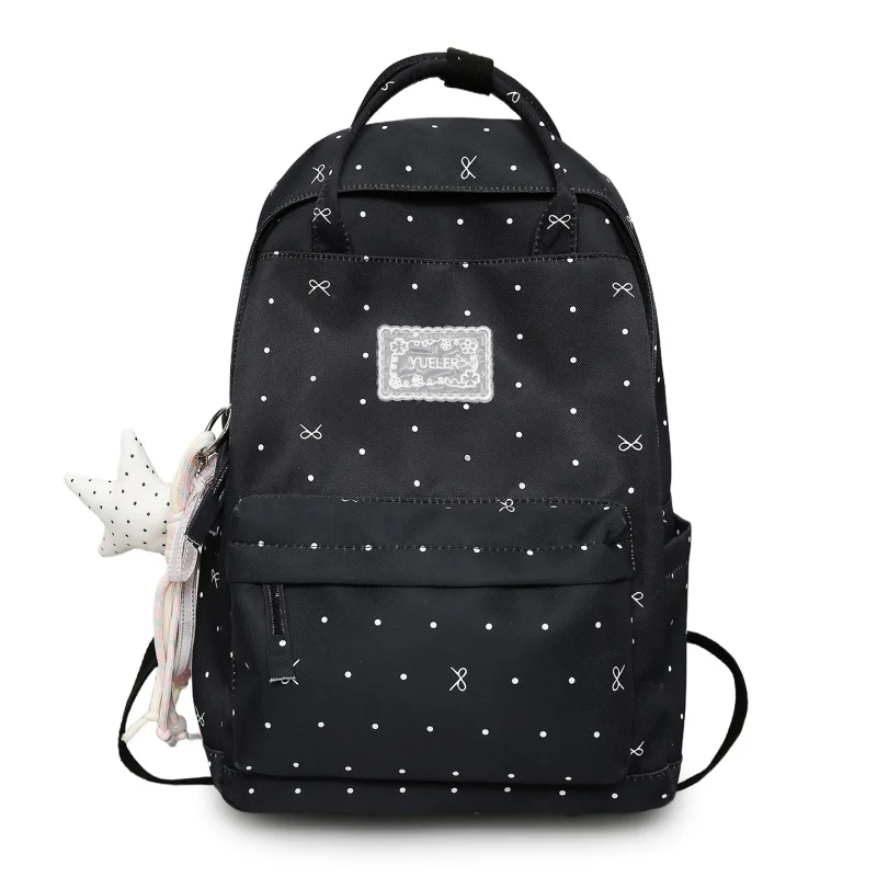 Kawaii Polka Dot Aesthetic Preppy Backpack Large Capacity Campus Bookbag Travel Casual Daypack for Teens Girls Students 5