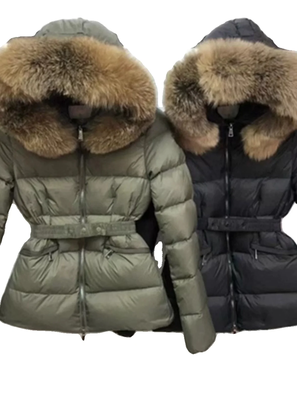 Faionable ort Thiened Slim Fit White Du down Jaet Winter Coat with  Fur Collar And Hood Memory Fabric Commute Sle