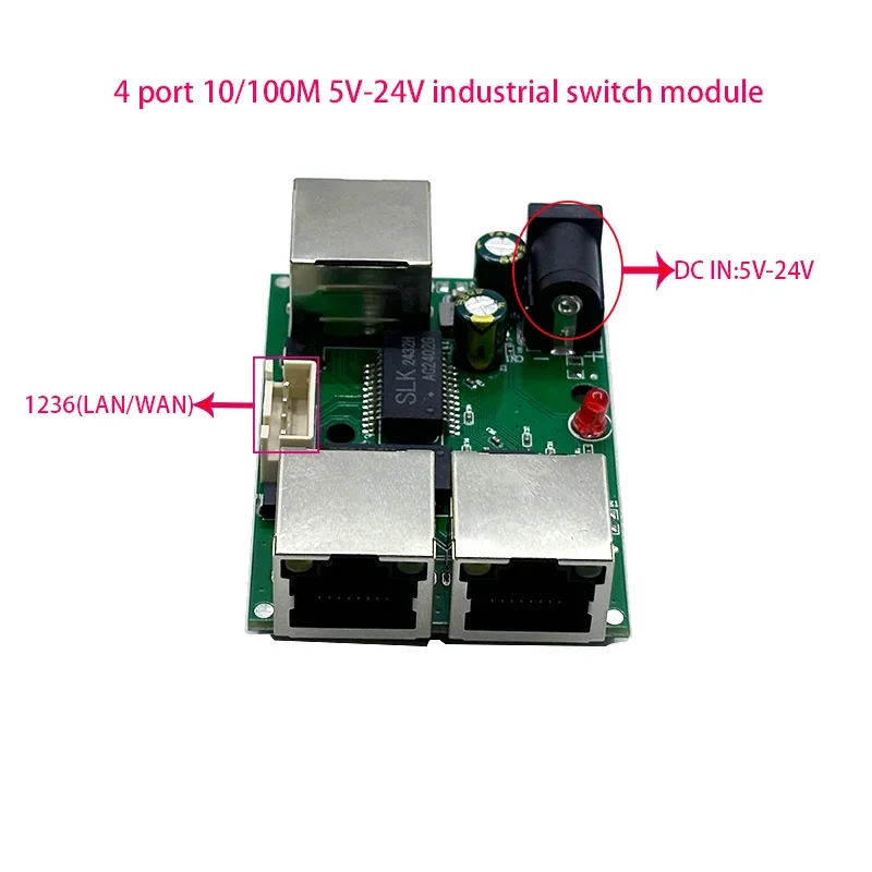 미니 PCBA 4 포트 네트워크 미니 이더넷 스위치 모듈, 10, 100Mbps, 5V..