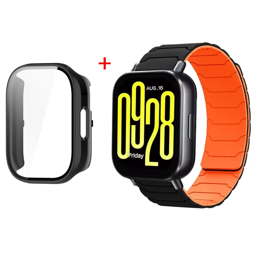 Silicone Strap with Protective Case and Magnetic Bracelet for Smartwatch Accessories