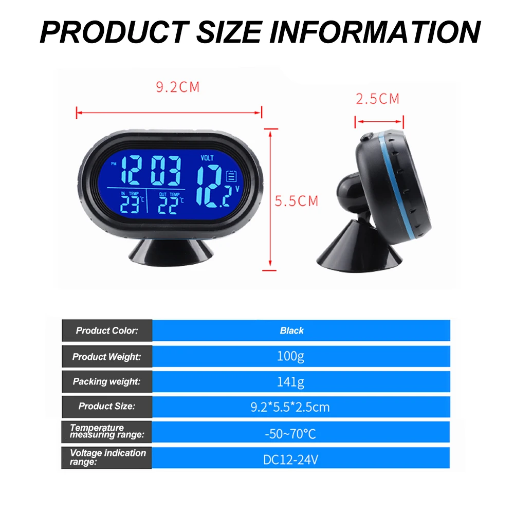 Electronics Internal And External Dual Temperature Car Clock Watch Car  Thermometer Luminous PDX MD-350-2 – Pak Carz