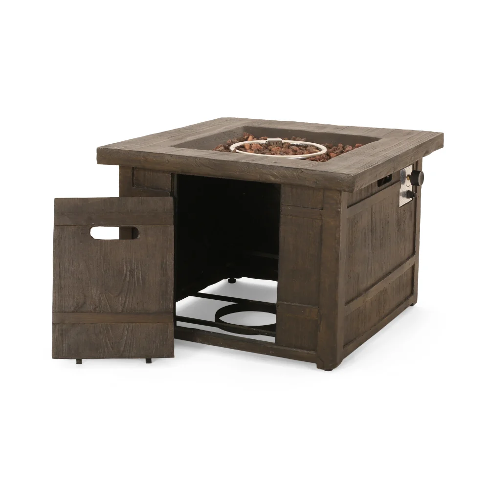 50,000 BTU Outdoor Lightweight Concrete Gas-Burning Fire Pit by 32", Brown firepit