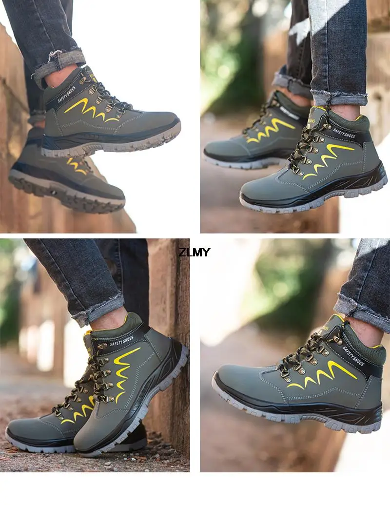 2023 Men Steel Toe Shoes High Top Work Boots Indestructible Safety Shoes Men Puncture-Proof Work Sneaker Winter Boots Male Shoes