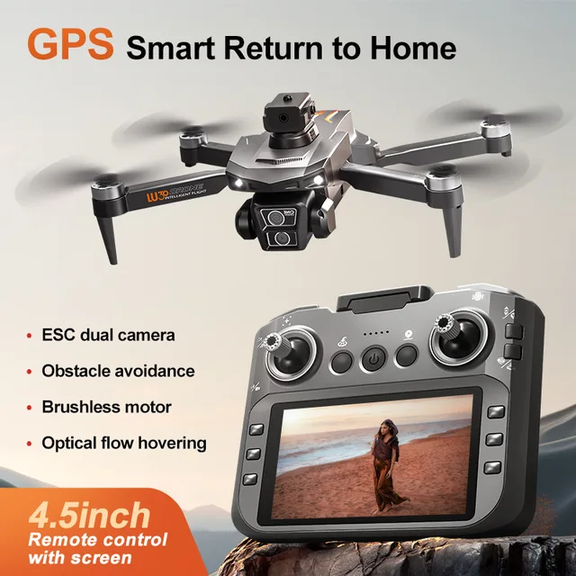 Lu30 Drone 4.5-Inch Screen Control High-Definition Aerial Photography Gps Brushless Aircraft Obstacle Avoidance Drone 1