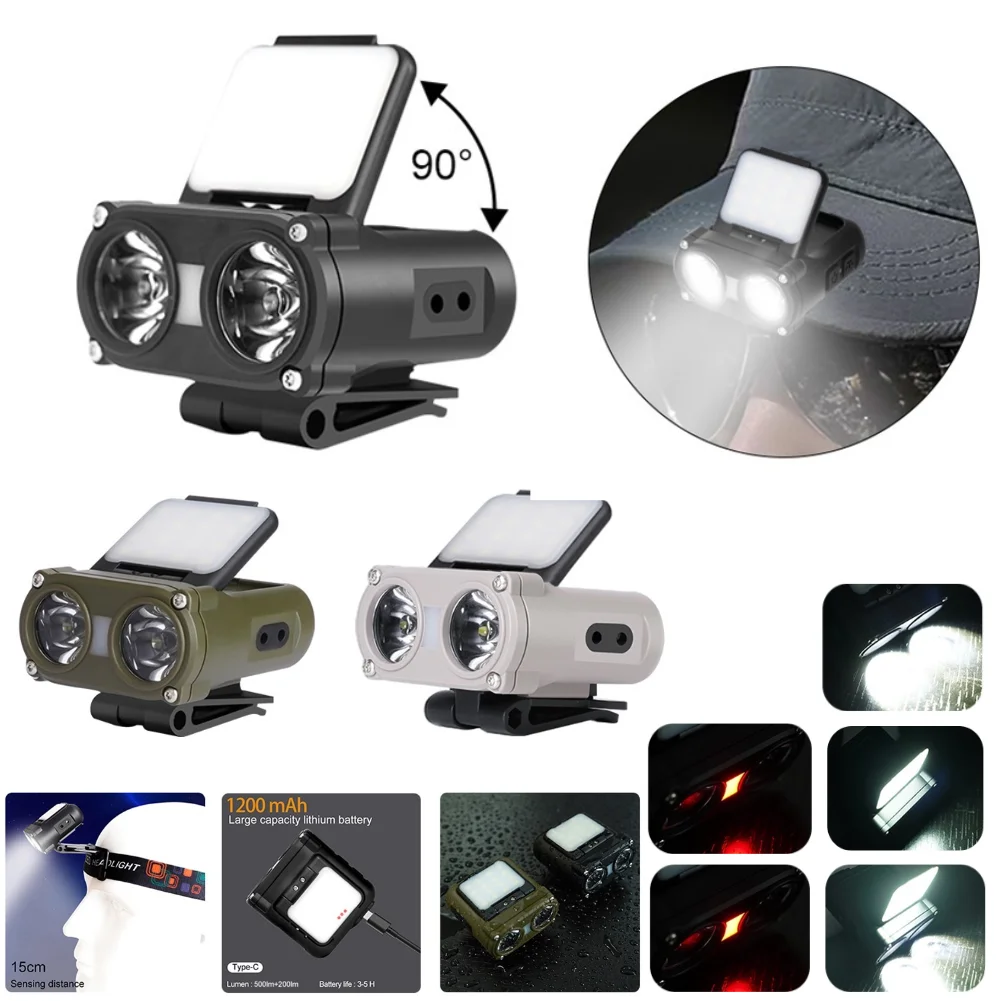 

Z3 1200mAh Mini Cap Clip Headlamp 700LM TYPE-C Rechargeable Induction LED Light Waterproof LED Sensor Headlight Outdoor Lighting
