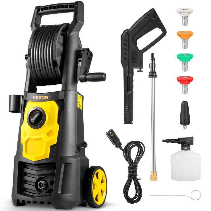 

VEVOR Electric Pressure Washer, 2000 PSI, Max. 1.76 GPM Power Washer w/ 30 ft Hose & Reel, 5 Quick Connect Nozzles, Foam Cannon