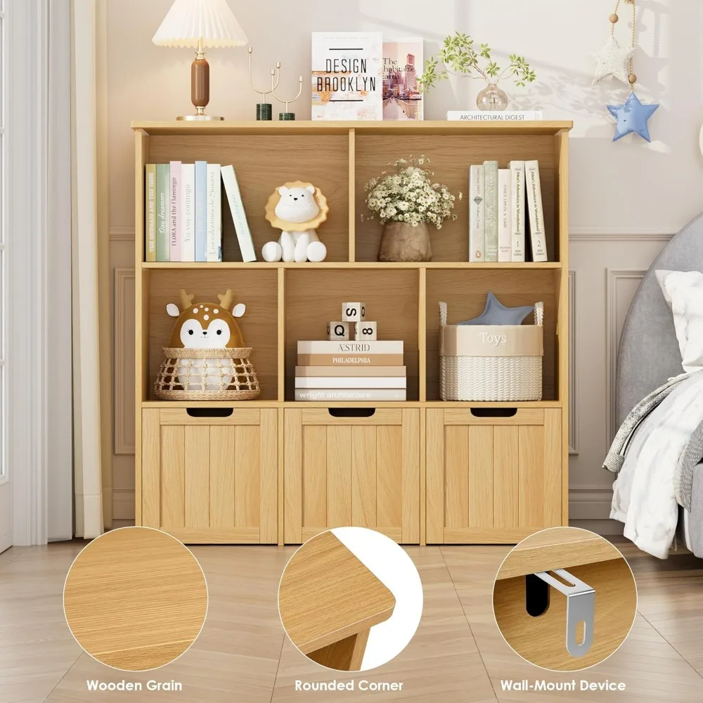 Toy Storage Organizer with Movable Drawers, Floor Storage Cabinet Toy Chest with Hidden Wheels and Storage Cubbies,Storage Chest 5