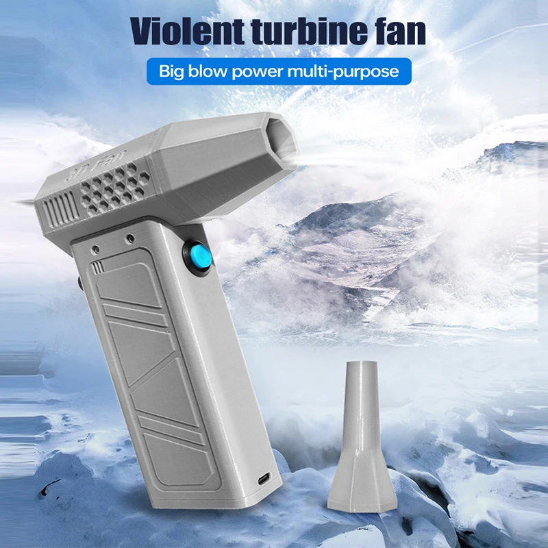 미니 터보 제트 선풍기 브러시리스 모터, 휴대용 덕트 선풍기, 140000RPM, 터보 선풍기, C 타입 충전, 전원 디스플레이 컴퓨터 포함, 52 M/S