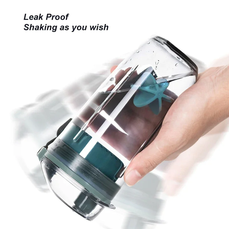400ml Shaker Bottle Sport Fitness Plastic Water Bottle With Whisk Ball Lid Tea Filter Protein Shaking Cup Leak Proof Stirs Cup
