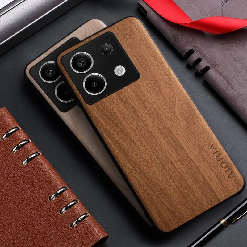 Phone Case for Xiaomi Redmi Note 13 Pro Plus 4G 5G Bamboo Wood Pattern Leather Cover