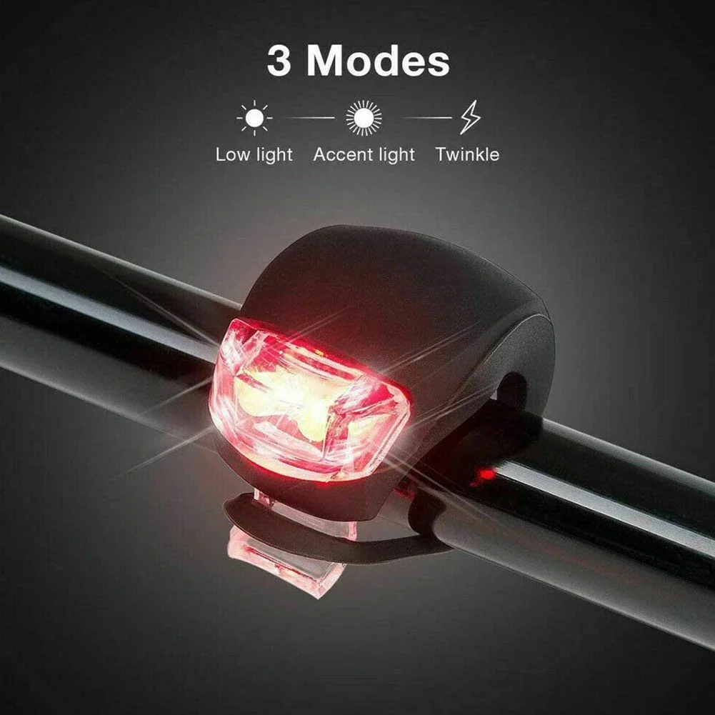 1-5Pairs LED Silicone Bicycle Front Rear Light Set 3 Modes Waterproof MTB Mountain Road Bike Cycling Headlight Tail Warning Lamp