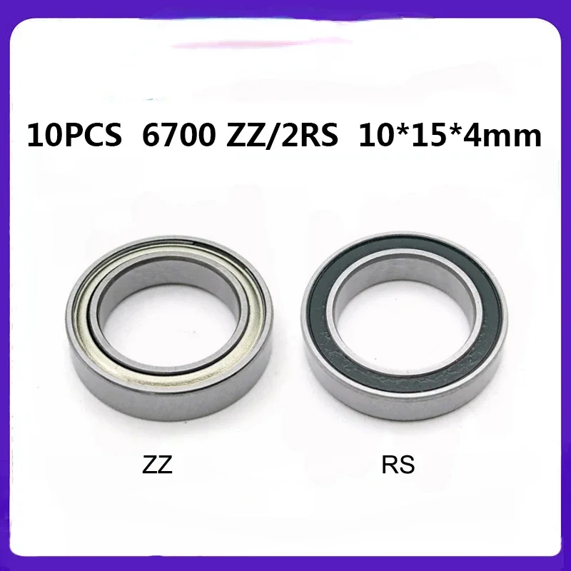 

6700 100PCS ABEC-5 -2RS High quality ZZ 2RS RS 10x15X4 mm Miniature Rubber seal Deep Groove Ball Bearing