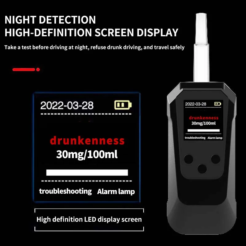 Yingshiwei Semiconductor high-precision smart sensor handheld alcohol detector tester with hygienic disposable blowpipe Printer