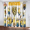 Minion Curtains For Living Room Anime Printed Blackout Curtains Home Decor Dustproof Cartoon Cute Perforated 100% Polyester 1