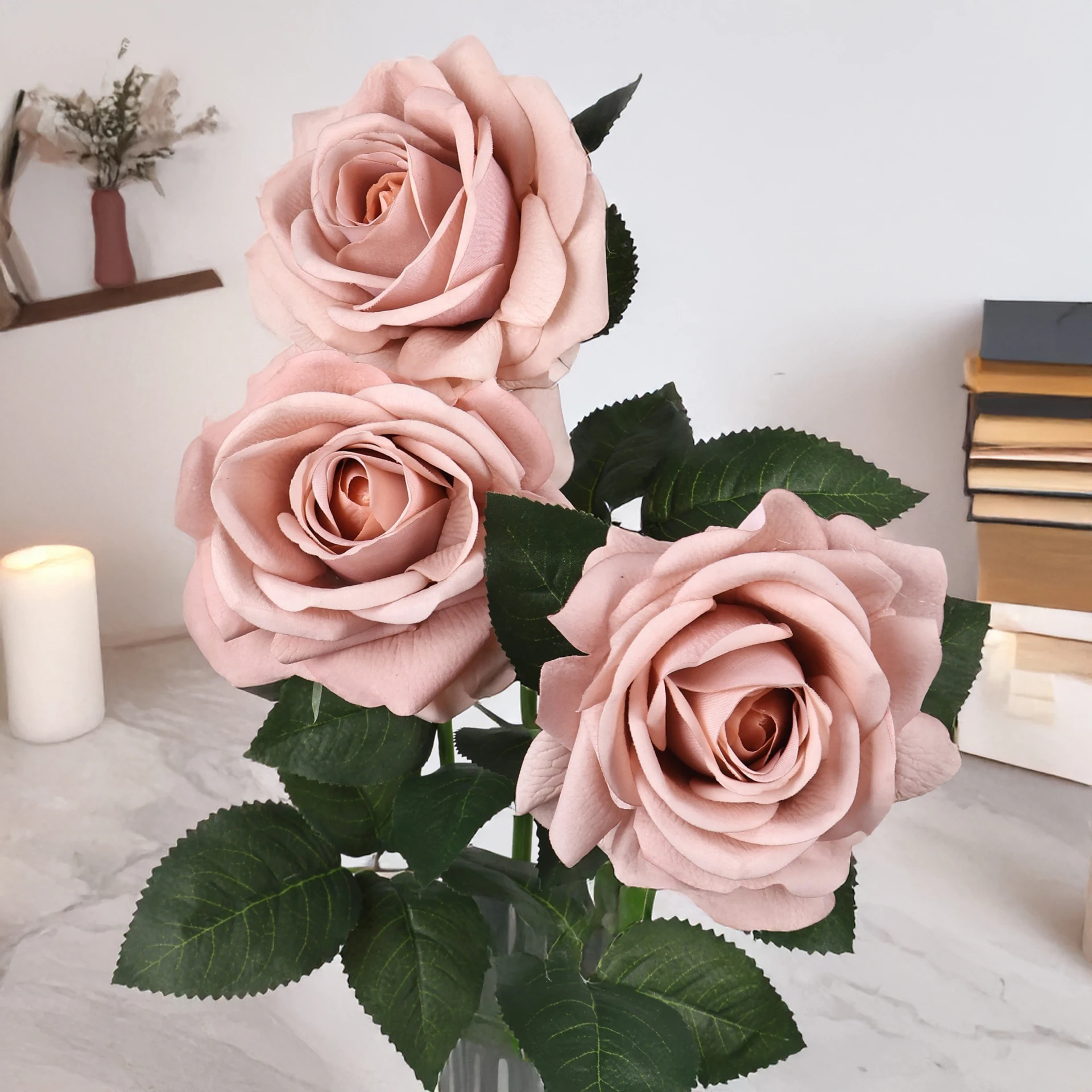 Elegant 26-Inch Real Touch Artificial Rose Floral Arrangement for Home Decor and Photography Props