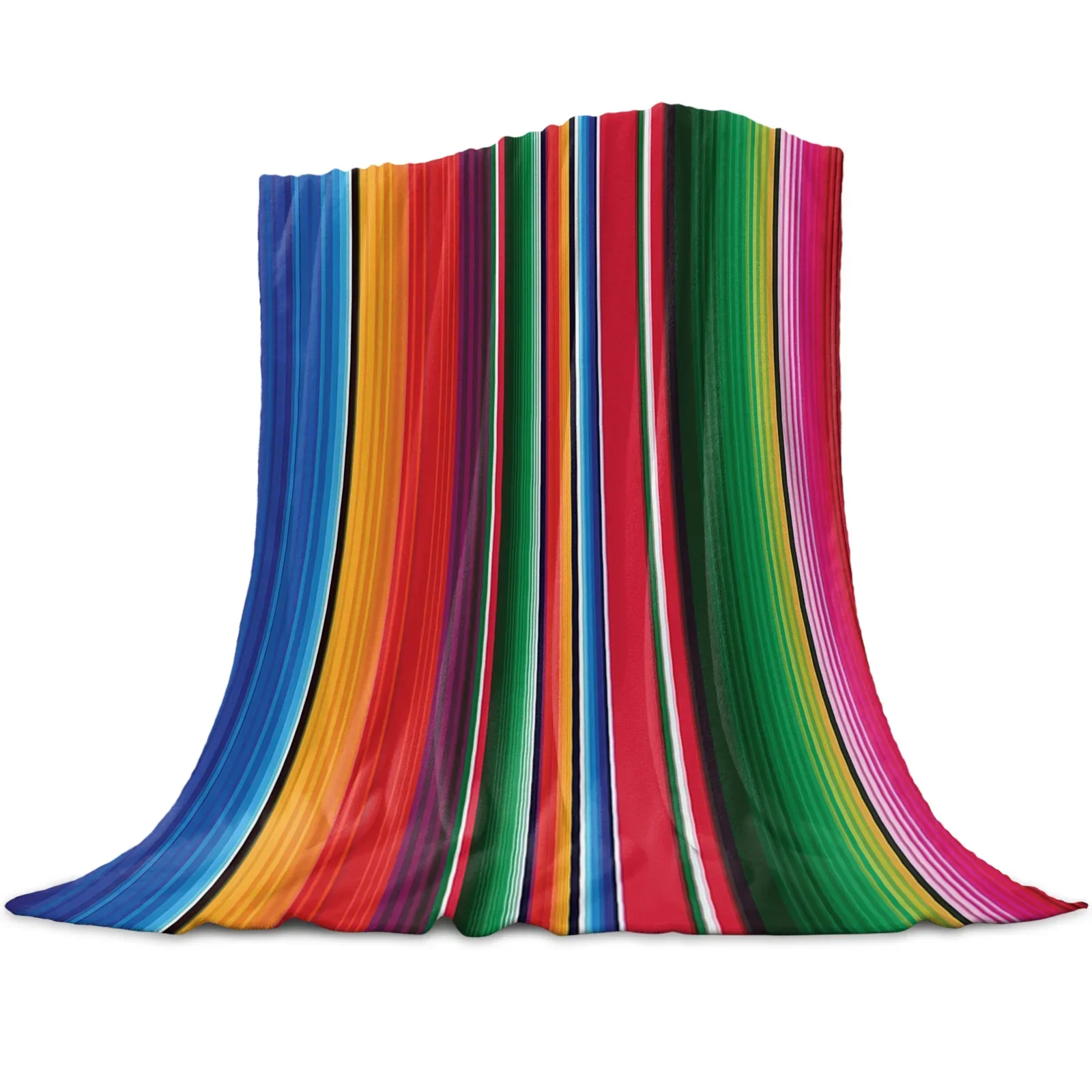 Meksika çizgili renkli çizgili mercan polar battaniye yumuşak sıcak açık seyahat atmak battaniye yetişkin çocuklar kış TV battaniye kral