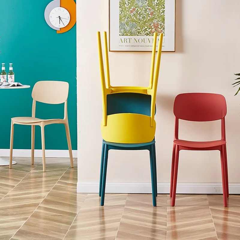 Nordic Style Modern Simple Cafe Home Square Chairs Colorful PP Plastic Restaurant Stackable Dining Chairs