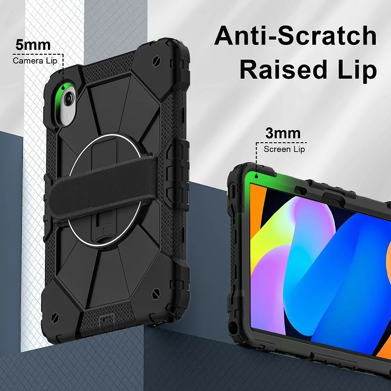 Enhanced Tablet Case with Anti-Lost Wristband and 360° Rotating Rugged Cover