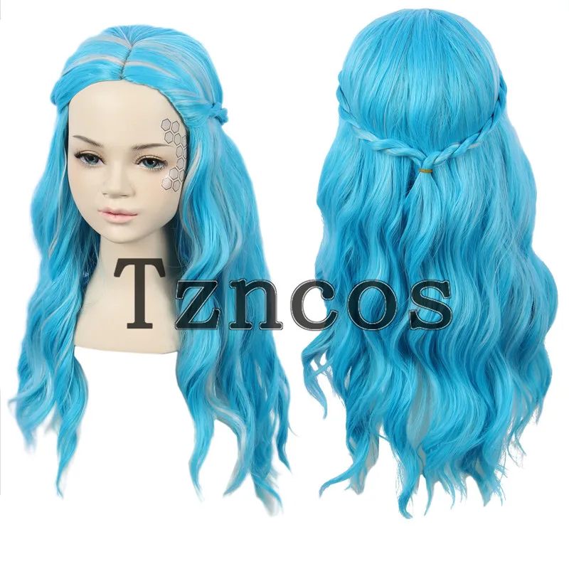 

Tzncos Zombie 3 Addison Alien Kids Cosplay Wig Light Blue Long Wavy Curly Hair Heat Resistant Synthetic Hair