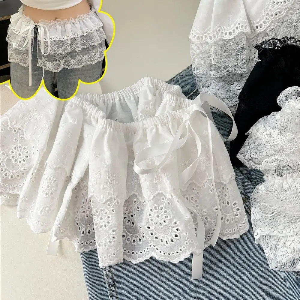 Korean All-match Style Flower Lace Layered Gauze Skirt Y2k Streetwear Pleated Lace Fungus Fart Curtain Bandage Tulle Dress