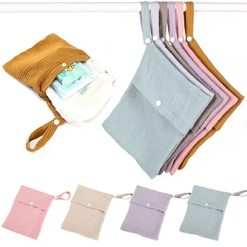 Borsa per pannolini per bambini multifunzionale da 25 * 20 cm Borsa per pannolini da viaggio riutilizzabile in tinta unita Borsa per mummia in cotone morbido Borsa per passeggino