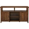 Walker Edison Kent Modern Rustic Grooved Door Tall Stand for TVs up to 65 Inches, 58 Inch, Dark Walnut 5