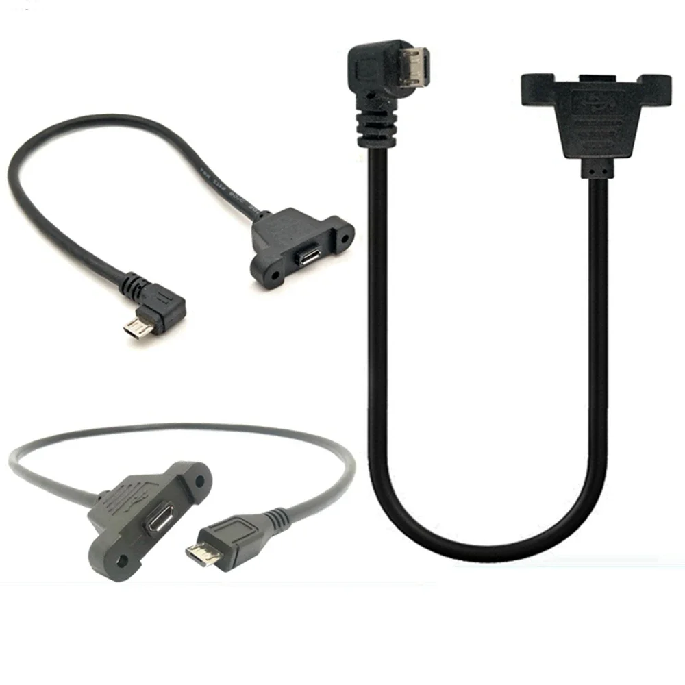 

Micro USB 2.0 plug with screw panel mounting hole to Micro USB 2.0 female extension cable 30cm 50cm