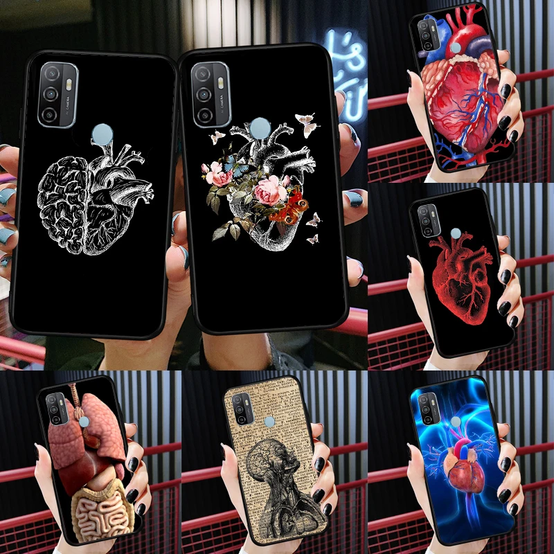 Medical Human Organs Heart Art Case For Oppo A94 A74 A54 A83 A91 A93 A15 A16 A52 A72 A5S A53S A5 A9 A31 A53 2020 Cover