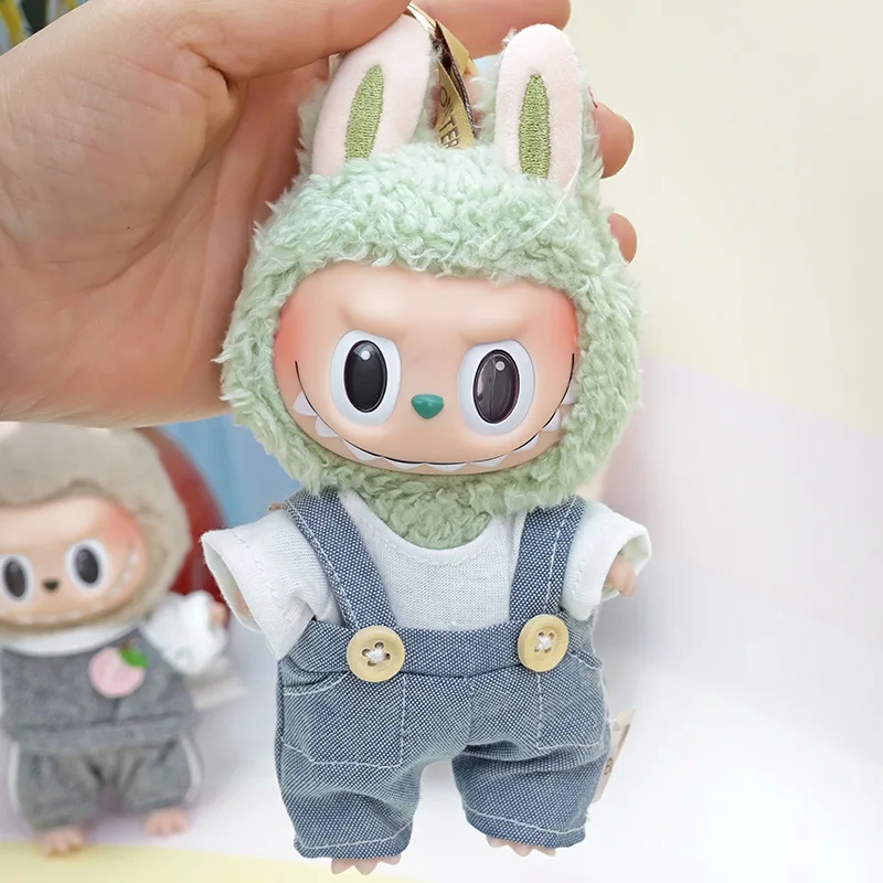 thumbnail image 1 of 17cm Labubu Doll Clothes Heartbeat Macaron Baby Pendant Clothes T-Shirt Button Up Suspender Pants Clothes Replacement Trend Gift, 1 of 5