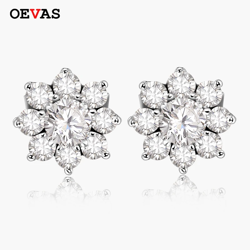 

OEVAS Real 2.8 Carat D Color Moissanite Stud Earrings For Women Top Quality 100% 925 Sterling Silver Sparkling Wedding Jewelry