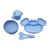 Baby Tableware Set Crab Compartment Plate with Silicone Easy to Wash Boilable Sterilized Baby Eating Training Tableware Set 2