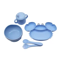 Baby Tableware Set Crab Compartment Plate with Silicone Easy to Wash Boilable Sterilized Baby Eating Training Tableware Set 2