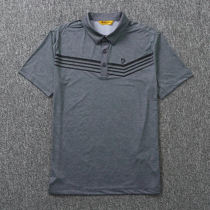 Men's Short-Sleeved Polo Shirt with Lapel, Summer Golf, Ice Silk, Cool and Breathable, New