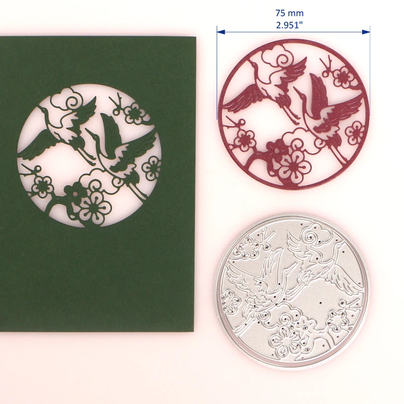 DUOFEN METAL CUTTING DIES Chinese Japanese Korea Happy New Year 2024 flying crane birds stencil DIY Scrapbook Paper Album 4