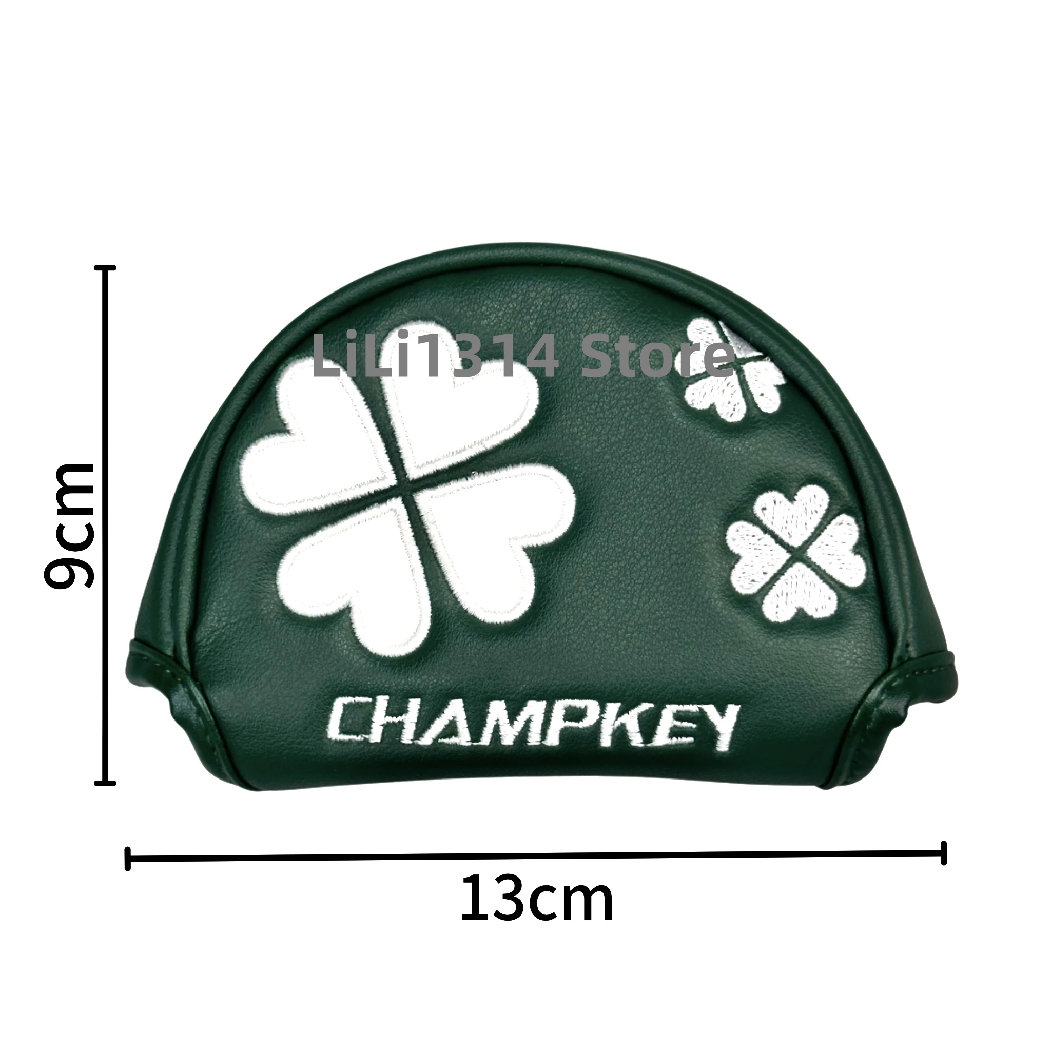 1pc Golf Clover Four Leaf Clover Pattern Putter Cover PU Leather Golf Mid Mallet Putter Club Head Cover with Magnetic Closure 2