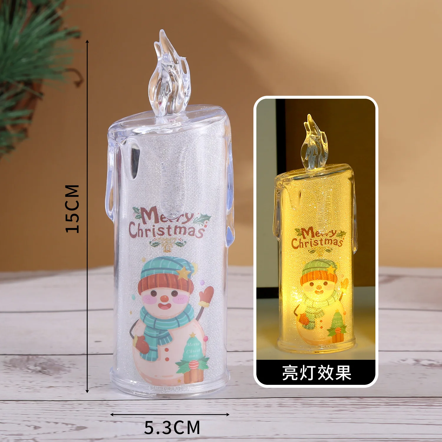 Weihnachts-LED-Kristallkerzenlicht, elektronische flammenlose Nachtlampe, batteriebetriebene Tischdekoration, festliche Weihnachtsdekoration_voghion.com