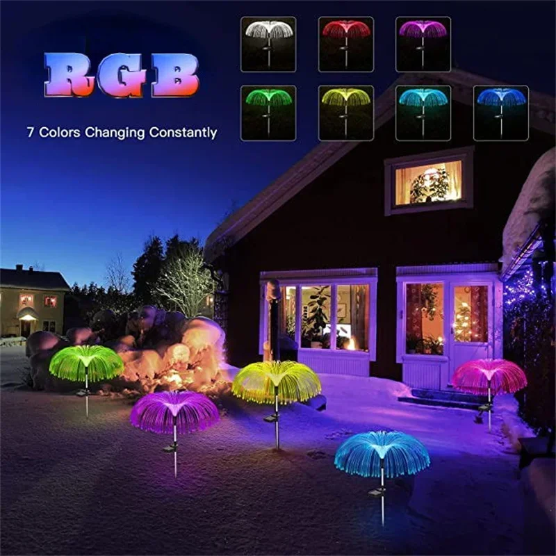 Description Picture 6 of item1-5pcs 7Color Changing Solar Jellyfish Lights Outdoor Lamp Waterproof Solar Light for Pathway Lawn Garden Decoration