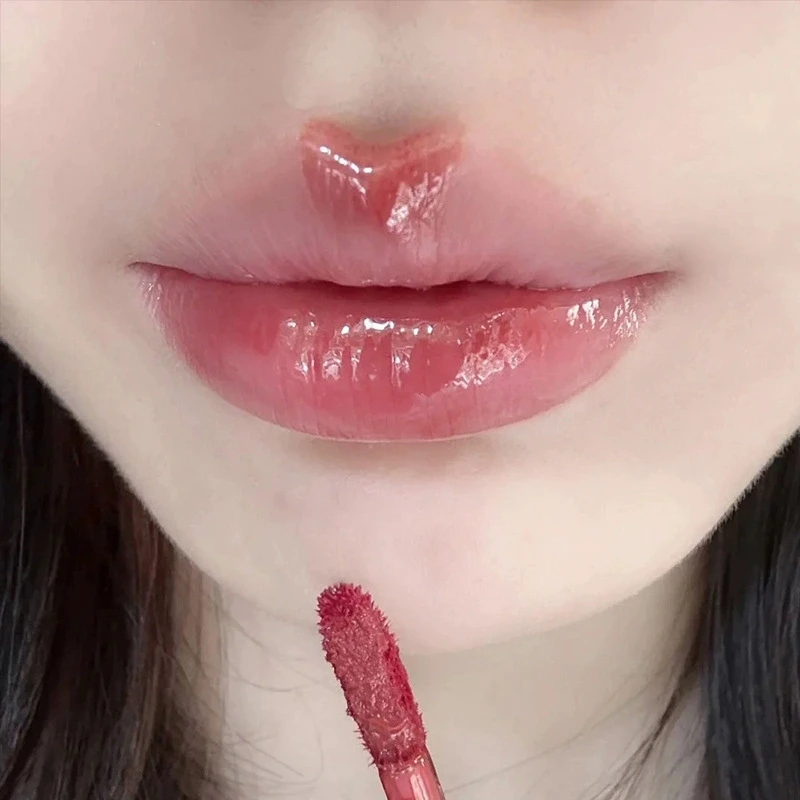 6 Color Lip Glaze Cute Little Bear Mirror Lip Gloss Water Light Nude Red Liquid Lipstick Clear Tint Makeup Transparent Glass