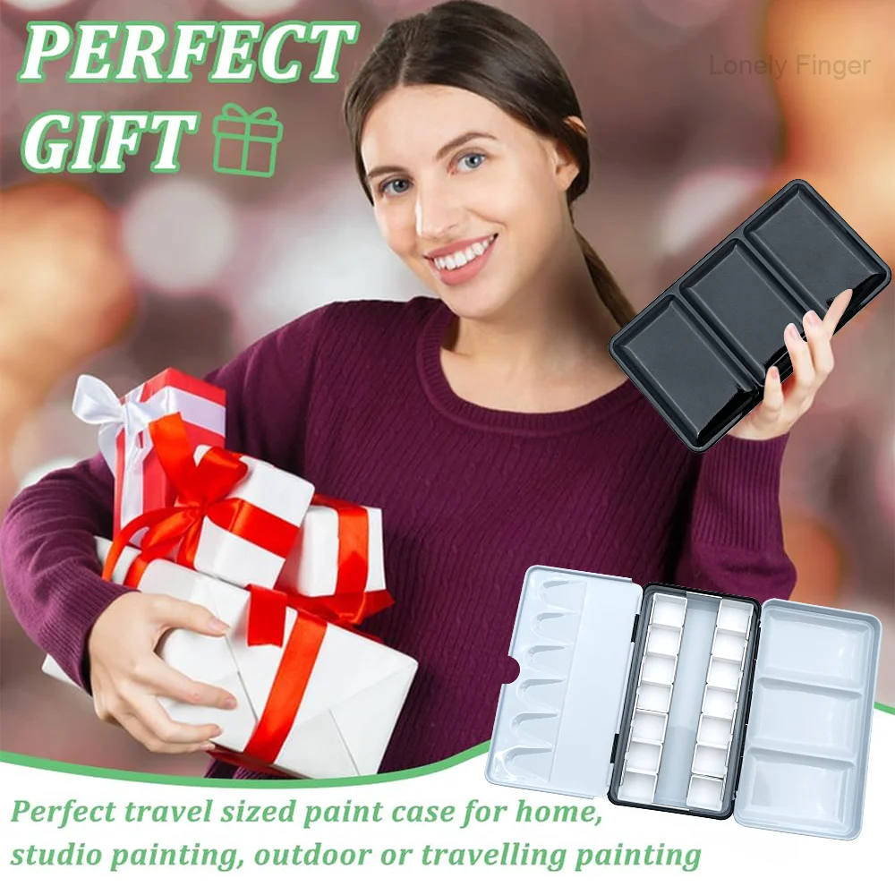 빈 14개 하프 팬 수채화 물감 여행용 틴 팔레트, 아티스트용 하프 팬, DIY 수채화 오일 또는 아크릴 페인팅용 A