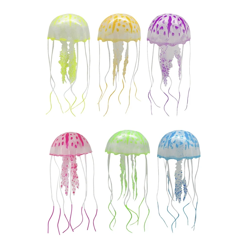 Luminescent Silicone Jellyfish Aquarium Decor - Glowing Floating Ornament for Underwater Landscaping