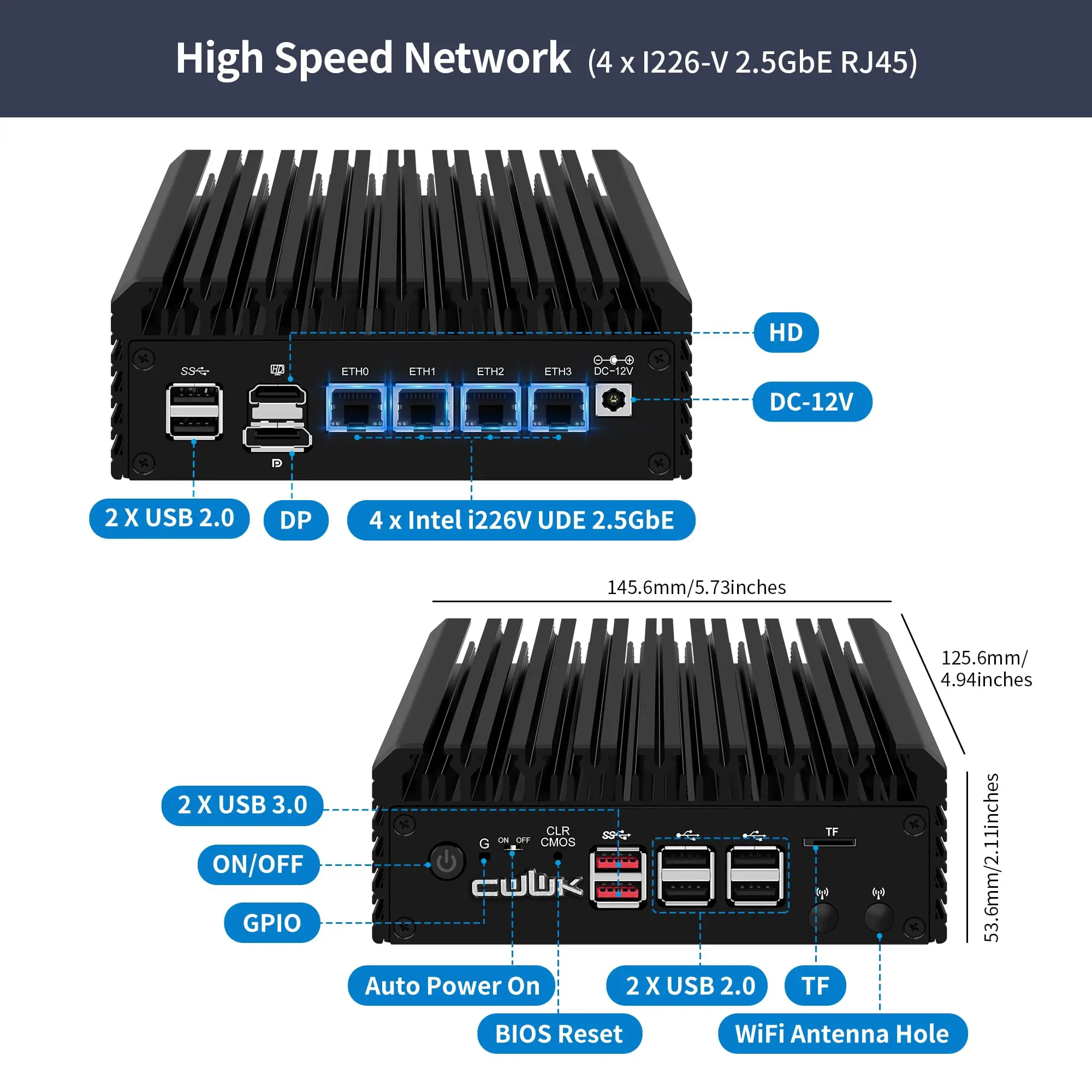 CWWK Mini PC N150 Fanless Firewall Appliance