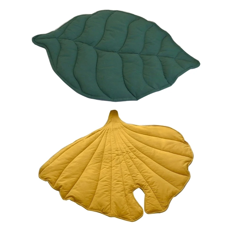 

Cotton Blanket Green/ Yellow Leaf Shaped Sofa Throw Ins Style Large Leaves Blankets for Sofa Bed Infant Crawling Mat