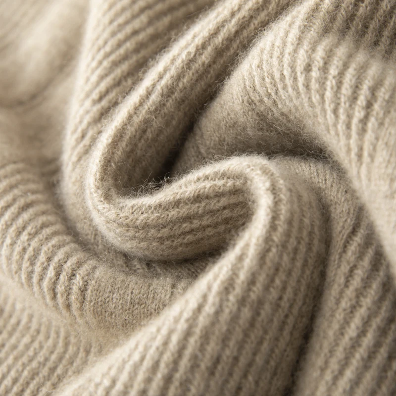 Autumn/Winter 100% Pure Goat Cashmere Knitted Sweater Men's Zipper Half Open POLO Collar Pullover  Warm Top Long Sleeved Sweater 6